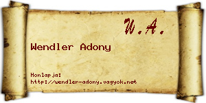 Wendler Adony névjegykártya